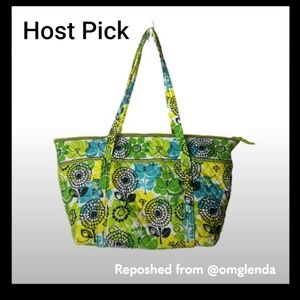 Excellent VERA BRADLEY 💚 Floral LARGE Tote w/Zipper HOST PICK
